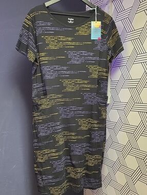 NWT Python Code Print Short Sleeve Tee Dress HTF